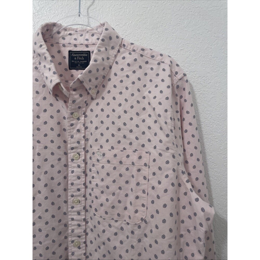 Abercrombie & Fitch XL Long Sleeve Mens Paisley Pink Button Up Shirt Cotton